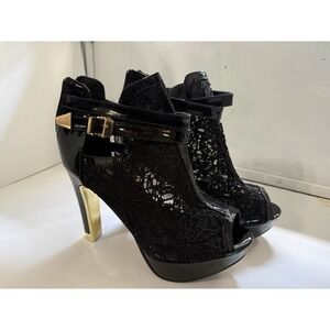 Getmorebeauty Women's Lace Flowers Open Toes High Heels Size 8 Goth Chic